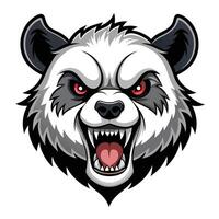 a panda bear head with red eyes and fangs vector
