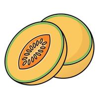 a melon is shown with a slice cut in half vector
