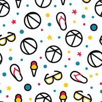 seamless pattern with beach ball, sunglasses other items vector