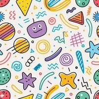 seamless pattern with colorful shapes and stars white background vector