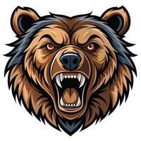 a bear head with an angry expression white background vector