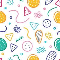 seamless pattern colorful shapes lines white background vector