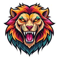 lion head with angry eyes, colorful eyes, angry face, angry face, angry face, vector