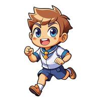a cartoon boy running in school , uniform white background vector