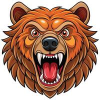 a cartoon bear head with its mouth open and teeth showing vector