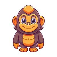a cartoon monkey with a big smile white background, vector