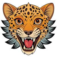 jaguar head with open mouth white background vector