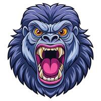 an angry gorilla head with open mouth, vector