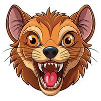 a cartoon fox head with open mouth white background vector