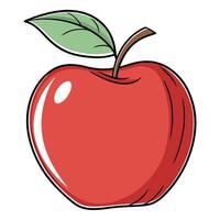 an apple with a leaf on it white background vector