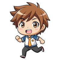 a cartoon boy running with an orange tie white background vector