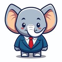 an elephant wearing a suit and tie white background vector
