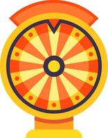 Fortune wheel spinning with blank orange banner on top, offering many chances to win a prize, ideal for lottery, raffles, contests and giveaways vector