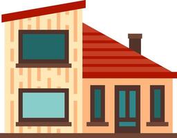 Modern house with a sloping roof, chimney, and large windows demonstrates sustainable architecture and eco friendly living in a residential setting vector
