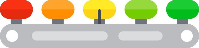Performance level indicator going from red for the worst performance to green for the best, with yellow and orange for intermediate levels, over a gray bar vector