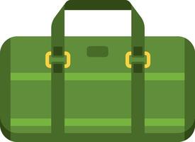 Green travel bag featuring sturdy straps, secure buckles, and a spacious design, ideal for carrying essentials on exciting journeys and outdoor adventures vector