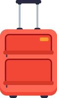 Red trolley luggage with retractable handle and wheels, ideal for vacations, business trips, or weekend getaways, symbolizing travel, packing, and wanderlust vector