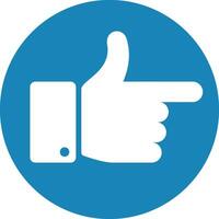 Modern icon featuring a white hand pointing right, enclosed in a blue circle, representing direction, instruction, and guidance in a simple, minimalistic design vector