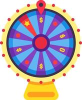 Spinning wheel of fortune landing on the jackpot, showcasing vibrant dollar symbols and a striking red star, representing the ultimate prize in a thrilling game of chance vector