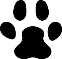 Simple black and white graphic of a paw print with visible pads and claws, creating a striking contrast and highlighting the details of the animal's footprint vector