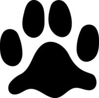 Simple black paw print featuring four distinct toes and a pad, isolated against a clean white background, perfect for designs related to animals, pets, or veterinary themes vector