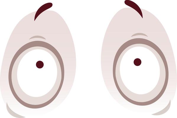 Two large, round cartoon eyes convey a sense of shock or surprise, with raised eyebrows and wide pupils against a white background, creating a humorous and expressive visual