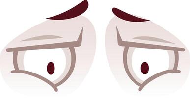 Cartoon illustration featuring a pair of suspicious eyes glancing sideways, expressing disapproval and distrust while conveying a sense of concern and worry vector