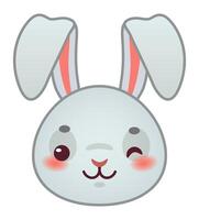 Adorable cartoon bunny winking and blushing, a cute and expressive rabbit character perfect for children's illustrations, Easter designs, or any project needing a touch of playful charm vector