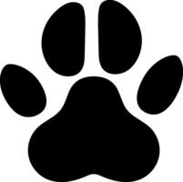 Simple black silhouette of a paw print, highlighting the distinct shapes of the claws and paw pad against a clean white backdrop, creating a bold and recognizable symbol of animal presence vector