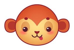 Cartoon monkey sticking its tongue out, playful and funny primate character with big eyes and rosy cheeks, ideal for children's books, games, or any project needing a touch of primate charm vector