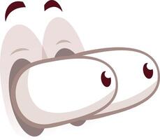 Two cartoon googly eyes with dark pupils and expressive eyebrows looking down and to the right against a clean white background, creating a playful and humorous vibe vector