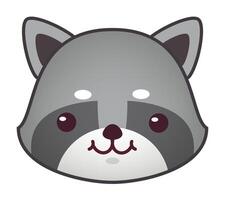 Adorable cartoon illustration featuring a cute raccoon head smiling, perfect for children's books, greeting cards, or any project needing a touch of playful charm vector