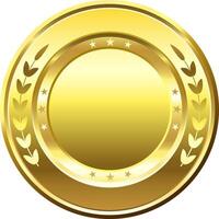Golden seal adorned with a laurel wreath and shining stars, symbolizing quality, achievement, and certification, exuding elegance and prestige for any award or recognition vector