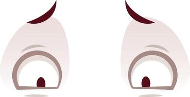 Cartoon eyes looking down with worried expression reflecting concern, anxiety or fear, creating a visual representation of uncertainty and apprehension vector