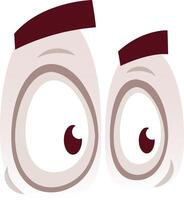 Cartoon eyes gazing sideways with slightly raised eyebrows, expressing curiosity, wonder, and a playful sense of suspicion, create an engaging and whimsical character vector