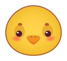 Charming chick face featuring large, expressive eyes and a bright orange beak, radiating curiosity and tenderness, ideal for children's designs and Easter themed projects vector