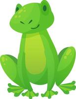 Cartoon illustration of a cute green frog sitting and smiling, perfect for children's books, educational materials, or any project that needs a touch of whimsy vector
