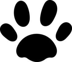 Stylized black paw print featuring four distinct toes and a prominent pad, isolated against a clean white background, producing a simple yet striking visual design vector