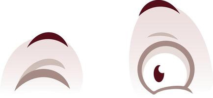 Cartoon style eyes showcasing surprise or curiosity with raised eyebrows. The playful design features exaggerated expressions, perfect for illustrating emotions in a fun and engaging way vector