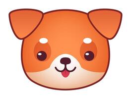 Adorable Shiba Inu dog face, showing its tongue, designed in a fun, cartoon style, perfect for children's books, stickers, or any project needing a touch of kawaii vector