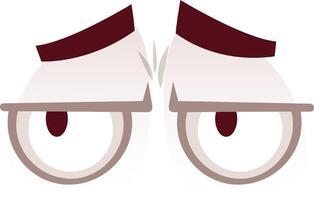 Suspicious cartoon eyes looking sideways with frowning eyebrows, expressing distrust, skepticism, and concern, creating a sense of unease and tension vector