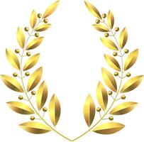 Shiny golden laurel wreath adorned with vibrant berries, forming an elegant oval shape, representing success, triumph, and the recognition of outstanding achievements and excellence vector
