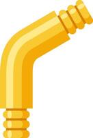 Plumbing service installing a yellow pipe fitting with screw threads, connecting two pipes for efficient water supply and drainage in residential and commercial systems vector