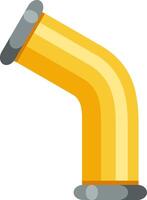 Yellow pipe fitting forming a 45 degree angle. Featuring metallic flanges at both ends. Ideal for plumbing and industrial applications. Providing a secure and efficient connection for fluid transport vector