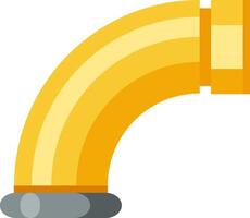 Shiny curved yellow pipe section connecting various industrial infrastructures, illustrating plumbing, gas, and water supply systems within utility networks and engineering applications vector