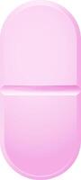 Pink medicine pill split in two perfectly equal halves by a horizontal line, creating a perfect symmetry, representing healthcare, medicine, and treatment vector