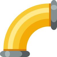 Yellow 90 degree curve pipe fitting connecting two water pipes, plumbing and water infrastructure concept, illustration in flat design style vector
