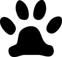 Simple black paw print featuring four toes and a pad, devoid of claws, isolated on a clean white background, ideal for designs related to animals, pets, or veterinary care vector