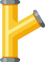 Yellow PVC pipe fitting forming a Y shape is used for plumbing and is connecting three pipes, making it suitable for various plumbing and drainage applications vector