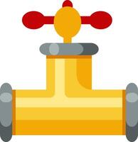 Yellow pipe with red valve regulating industrial process, gas, or water flow, ensuring efficient distribution and control in plumbing or factory systems vector